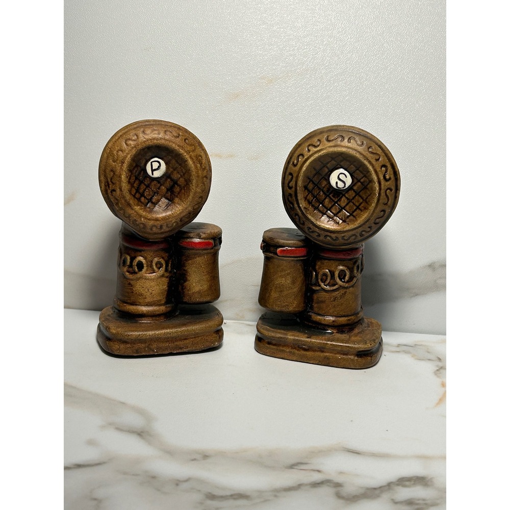 Vintage Antique Candlestick Telephone Salt and Pepper Shakers Set Made in Japan